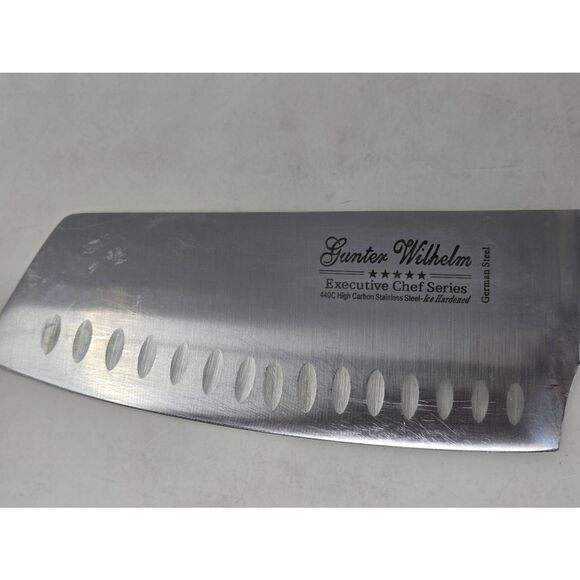 GUNTER WILHELM EXECUTIVE CHEF SERIES CHOPPER CLEAVER KNIFE 440C GERMAN STEEL 7" - Picture 2 of 5